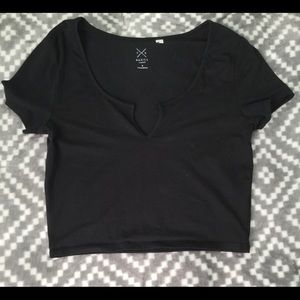 A black cutout shirt